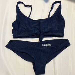 Frankie’s Bikinis medium blue ribbed set